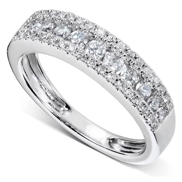 NEW 18k White Gold Diamond Ring Band - Picture 3 of 6